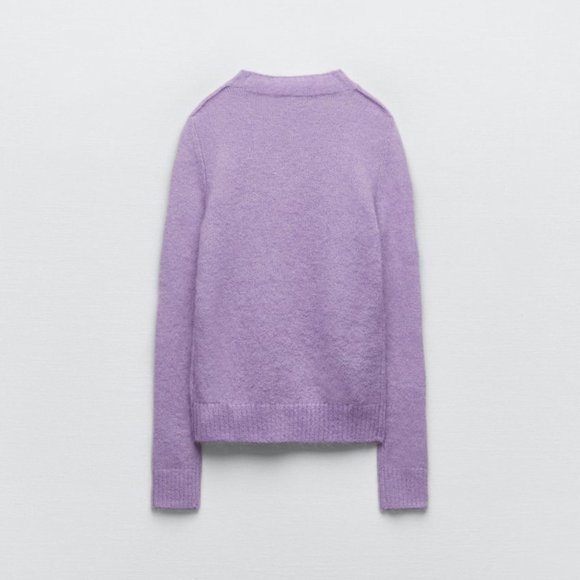 NWT ZARA ALPACA AND WOOL BASIC SWEATER TAUPE BROWN - REF. 5755/134 S - Picture 2 of 6